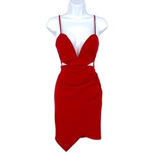 the Vintage Shop Red Plunge Cutout Bodycon Mini Dress Size Small